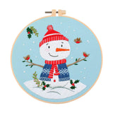 Maxbell Christmas Embroidery Starter Kit with Embroidery Hoop Beginners Cross Stitch Snowman