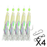 Maxbell 4x5Pcs Luminous Fishing Rigs Fish Lure for Sea Fishing Saltwater Mackerel 22mmx10mm