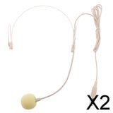 Maxbell 2xDouble Ear Hook Wired Headset Headworn Microphone Beige XLR 4Pin