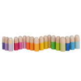 Maxbell 18x Wood Peg Dolls Preschool Learning Fine Motor Skill Toys for Kids Painted Style A