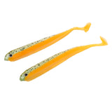 Maxbell 2pcs 3D Eye Fish Shaped Soft T Tail Fishing Lure Bass Trout Baits Orange