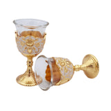 Maxbell 2 Pieces Vintage Wine Cup Portable Mini Communion Cup for Bar Travel Wedding white and gold