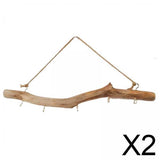 Maxbell 2xWooden Hook Wall Mounted Driftwood Hook Decoration Retro for Key Closet Room