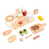 Maxbell Pretend Play Accessory with Tray Wooden Pretend Play Sets Birthday Gift