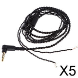 Maxbell 5x3.5mm Earphone Audio Cable & Mic Replacement Headphone Braided Wire DIY