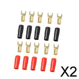 Maxbell 2x5 Pairs 8 AWG Car Audio Power Ground Wire Fork Terminal Connector Brass