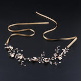 Golden Bridal Wedding Flower Crystal Rhinestone Headband Headpiece Accessory - Aladdin Shoppers