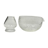 Maxbell Textured Glass Matcha Bowl with Matcha Whisk Holder Glass Tea Bowl for Gifts Dot Texture