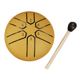 Maxbell 6 Notes Steel Drum Handmade Steel Steel Drum for Travel Concert Meditation Golden