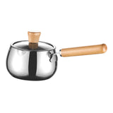 Maxbell Stainless Steel Milk Pot with Clear Lid Pasta Pot Soup Pot for Hotel Kitchen wood