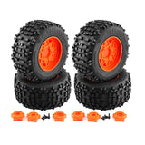 Maxbell 4 Pieces RC Wheels and Tires RC Part for 1/8 RC Rally Car Crawler Accessories Style A Orange
