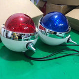 Light-emitting diode blinking warning light bar, red and deep blue, waterproof, suitable for motorcycle emergency use. Red-Blue Round Front Light
