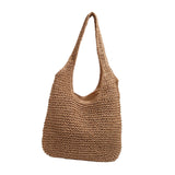 Maxbell Handwoven Beach Tote Bag for Women Lady for Commuting Vacation Birthday Gift Brown