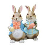 Maxbell Rabbit Couple Garden Statues Figurines Christmas Yard Bunny Resin Sculptures