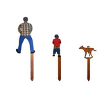Maxbell 3x Potted Plant Wooden Plaque Dad, Son and Dog for Home Flower Pot Courtyard S