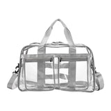 Maxbell PVC Clear Tote Bag Casual Transparent Handbag for Hiking Business Trip Beach Light Gray