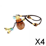 Maxbell 4xGlass Small Gourd Essential Oil Diffuser Pendant Necklace Perfume Bottle Amber