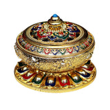 Maxbell Chinese Vintage Handcraft Cloisonne Enamel Incense Cone Stick Burner Holder Golden