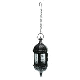 Maxbell 2x Iron Chain Hanging Glass Candlestick Candle Holder Lantern Lamp Black