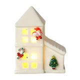 Maxbell Ceramic Christmas Village House White LED Warm Lights for Party Table Winter Style B