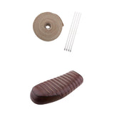 Maxbell Motorcycle Cafe Racer Seat Brown +2" 32Ft Fiberglass Exhaust Heat Wrap Beige