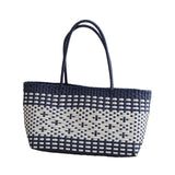 Maxbell Handwoven Shopping Basket Fashion Hand Woven Tote for Camping Outdoor Travel Black