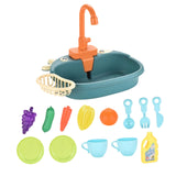 Maxbell Kitchen Sink Toys with Running Water Gifts Play Sink for Children Kids Girls Blue