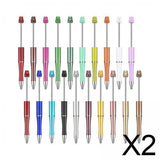 Maxbell 2x20 Pieces Bead Pen Printable Beaded Pen for Stationery Journaling Supplies