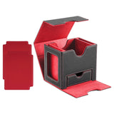 Maxbell Card Deck Case Holder Fits 100+ Cards Accessories Multifunctional PU Leather Red Interior
