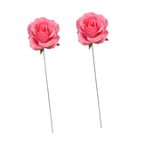Maxbell 2Pcs Rose Garden Stakes Decor Realistic Yard Stakes for Porch Path Backyards Pink