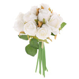 Maxbell Artificial 12 Branch Rose Flower Bush Home Decor Wedding Floral White