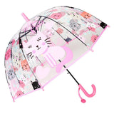 Maxbell Children Umbrella Clear Rain Umbrella Windproof Stick Umbrella for Traveling Kitten