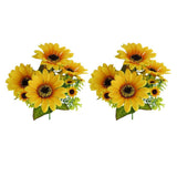 Maxbell 2Pcs Beautiful Lifelike Artificial Flower Home Office Decor Yellow Sunflower