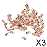 Maxbell 3x100 Pcs Folding Crimps Cord Thong End Connectors 10mm Rose Gold