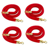 Maxbell 4x Velvet Stanchion Rope Crowd Control Security Barriers for VIP Queue Posts Red