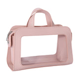 Maxbell PU Leather Makeup Bag Large Capacity Waterproof for Essentials Cosmetic Gift Pink