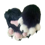 Maxbell Cat Claw Gloves Dress up Plush Gloves for Party Stage Performance Masquerade black