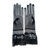 Maxbell Short Lace Gloves for Women Formal for Opera Cutout Accessories Dinner Party Black