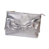 Maxbell Bow Clutch Bag Decoration PU Leather Evening Handbag for Wedding Lady Dating Silver