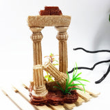 Maxbell Maxbell Fake Resin Roman Stone Pillar Column Aquarium Fish Tank Ornament Deco Yellow