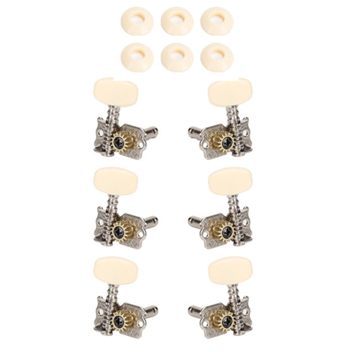Maxbell 6Pcs String Tuning Pegs Machine Heads for Acoustic Guitars Parts Replacement White Double Hole