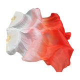 Maxbell Silk Belly Dance Fan Bamboo Long Fans Veils for Costume Accessories Carnival white to red