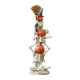 Maxbell Halloween Stacked Skeleton Pumpkin Statue Resin for Desk Holiday Living Room