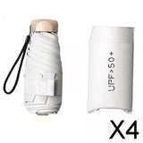 Maxbell 4xMini Sun Protection Umbrella with Case for Men and Women Sturdy Car Umbrella White