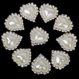 Maxbell 30pcs Vary Shape Faux Pearl Button Crystal Beige Flatback Wedding Decor 20x25mm