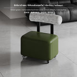 Maxbell Modern Rolling Low Stool, Movable Sofa Ottoman with Backrest, Cat Paw PU Leather, quiet-glide Universal casters, Multipurpose Living Room Small Chair, comfortable Stylish Backrest Green