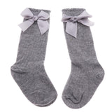 Maxbell Maxbell Baby Girls knee High Socks Bowknot Toddler Babies School Socks 0-2T Gray