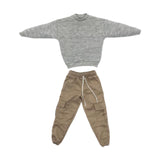 Maxbell Causal 1/6 Sweatshirts and Pants Set Costume for 12 inch Male Action Figures grey