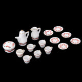 Maxbell 15pcs Dollhouse Miniature Dining Ware Porcelain Tea Set