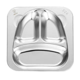 Maxbell Stainless Steel Compartment Food Serving Dish Tray Kids Dinner Plate 3 Cell - Aladdin Shoppers